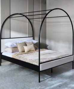 Marwell Abby Queen Canopy Metal Upholstered Bed - ...