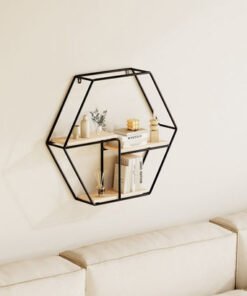 Urban Hexagon 3-Tier Metal Shelf - 48x10x42 cm