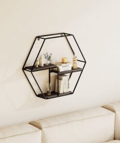Urban Hexagon 3-Tier Metal Shelf - 48x10x42 cm