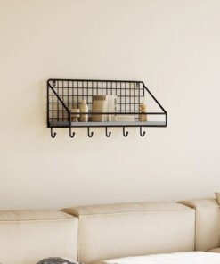 Patara MDF Shelf with Key Holder - 45x12x19 cm