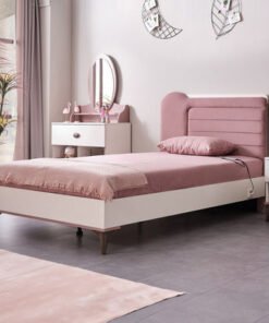 Maybelle Smart Twin Bed with Upholstered Headboard...