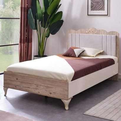 Meadow Smart Twin Bed with Upholstered Headboard -...