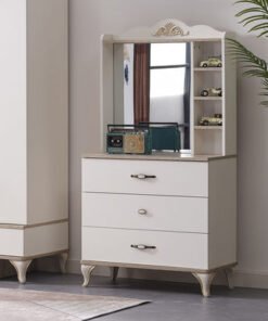 Meadow 3-Drawer Dresser With Mirror Storage and Sh...