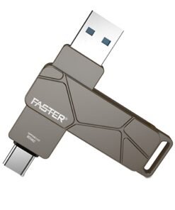 Faster 256GB Dual OTG USB Type-C Flash Drive - 2 in 1 USB 3.1 Pendrive with Metal Body - High Speed Jump Drive Memory Stick with Keychain - Transfer Speed Up to 100 Mbps - For Laptop, Mobile, Smart TV, Car, Speaker