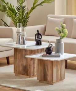 Cavon Fluted NXT 2-Piece Genuine Marble Top Square...