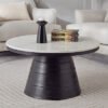 Cavon Eduin Ribbed Genuine Marble Top Coffee Table