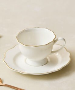 Ivory New Bone China Rim Espresso Cup and Saucer -...