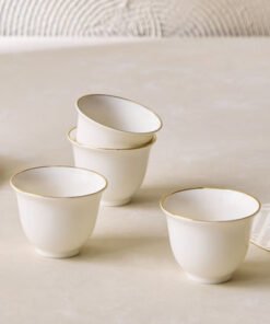 Ivory New Bone China 4-Piece Rim Cawa Cup Set - 60...