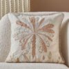 Cancun Palm Embroidered Filled Cushion - 50x50 cm