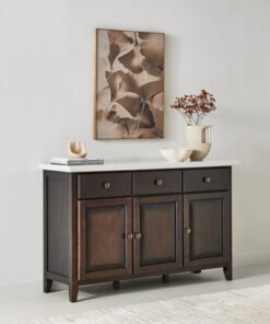 Orlando 3-Door Genuine Marble Top Sideboard with 3...