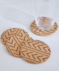 Trib 4-Piece Printed Cork Coaster Set - 10 cm