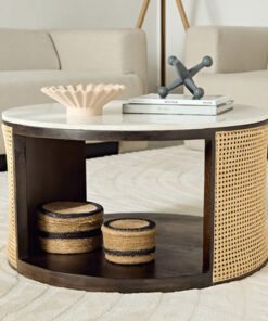 Cavon Rattan Bay Solid Wood Coffee Table with Genu...