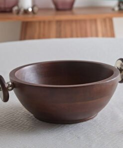 Obje Wooden Bowl with Wheel Handle - 33 cm