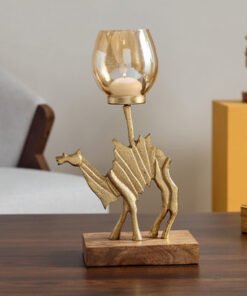 Rayon Aluminium Camel Tealight Holder with Wooden ...