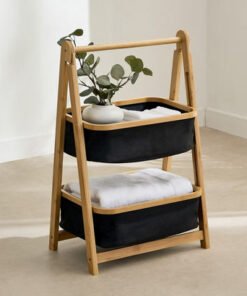 Oxford 2-Tier Storage Basket with Bamboo