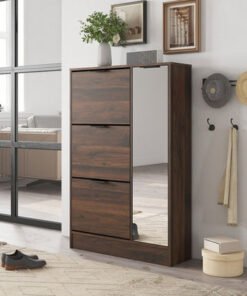 Malmo 18-Pair 3-Tier Shoe Cabinet with Door and Mi...