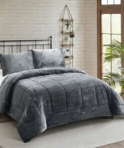 Nariko 3-Piece Solid Flannel King Comforter Set - ...