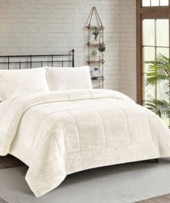 Nariko 3-Piece Solid Flannel King Comforter Set - ...