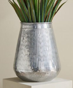 Nydril Aluminium Linework Hammered Vase - 30x34 cm