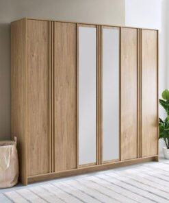 Dynasty 6-Door Wardrobe with 2 Drawers and Mirror