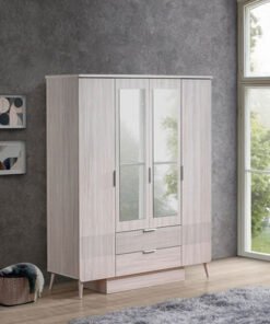 Elmwood 4-Door Wardrobe with 2 Drawers and Mirror