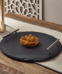 Eden Round Slate Tray with Handle