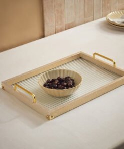 Dorothy Wooden Tray with Glass Base - 45x32x6.5 cm