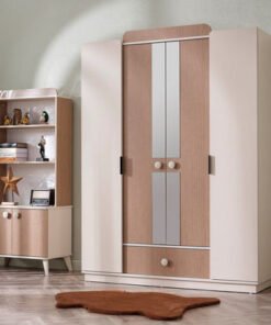 Kingslay 4-Door Wardrobe with 1 Drawer and 2 Mirro...