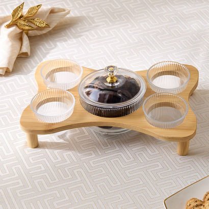 Ribbed Glass 5-Piece Cawa Set with Date Bowl - 60 ...