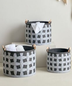 Circular 3-Piece Felt Basket Set