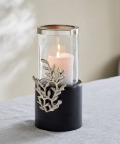 Nordic Glass Hurricane Candleholder with Aluminium...