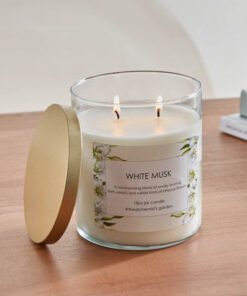 Aure White Musk Blown Jar Candle with Metal Lid - ...