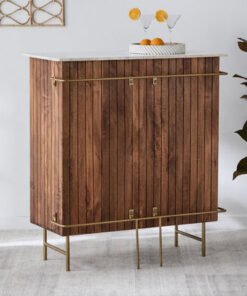 Cavon Glenn Solid Wood Bar Unit with Genuine Marbl...