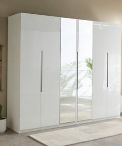 Dixon 6-Door High Gloss Wardrobe with 2 Drawers an...
