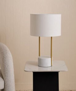 Glen Aleso Metal Table Lamp with Marble Base and F...
