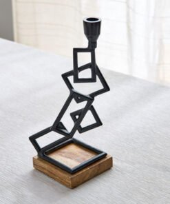 Certosa Metal Table Decor Accent with Wooden Base ...