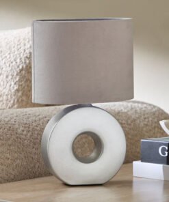Emzie Ceramic Table Lamp with Velvet Shade - 31 cm