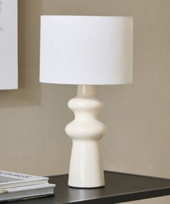 Emzie Ceramic Table Lamp with Linen Shade - 41 cm