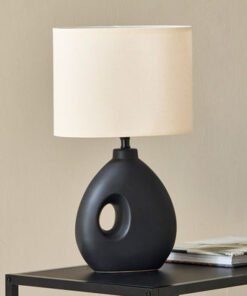 Emzie Ceramic Table Lamp with Linen Shade - 51 cm
