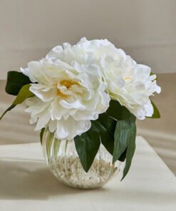 Areos Peony Flower Arrangement with Glass Pot - 28...