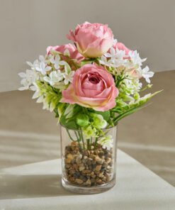 Areos Flower Arrangement in Glass Vase - 25 cm