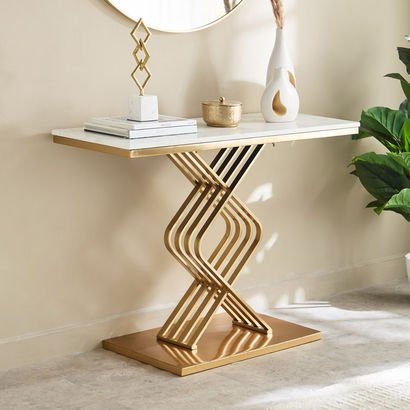Cavon Sophia Genuine Marble Top Console Table