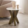 Cavon Portola Genuine Marble Top Round End Table