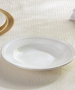 Embossed Line New Bone China Soup Plate - 22 cm