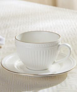 Embossed Line New Bone China Tea Cup and Saucer - ...