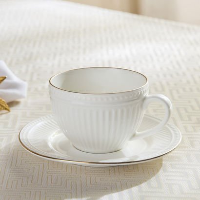 Embossed Line New Bone China Tea Cup and Saucer - ...