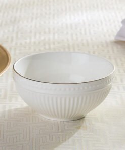 Embossed Line New Bone China Cereal Bowl - 15 cm