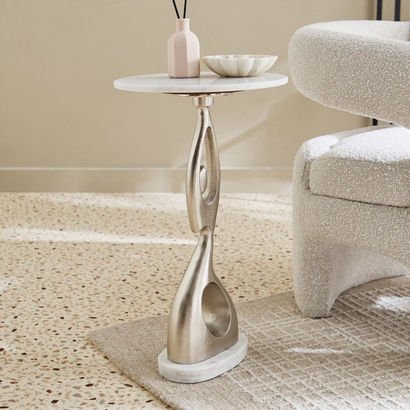 Vendra Soleno Genuine Marble Top Accent Table