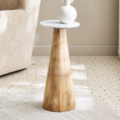Vendra Flavio Genuine Marble Top Accent Table