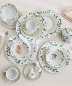 Manhattan 22-Piece Porcelain Leaf Dinner Set - Ser...